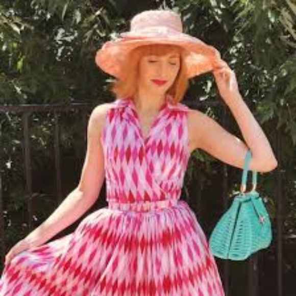 XS Pink harlequin Edie Dress Pinup Couture - Picture 3 of 9